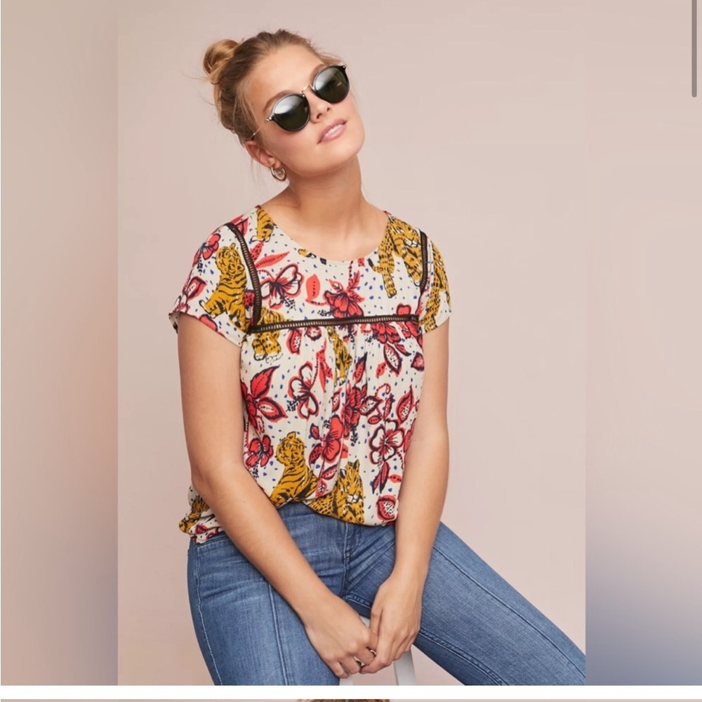 Anthropologie Tiger Blouse by Corey Lynn Calter XS